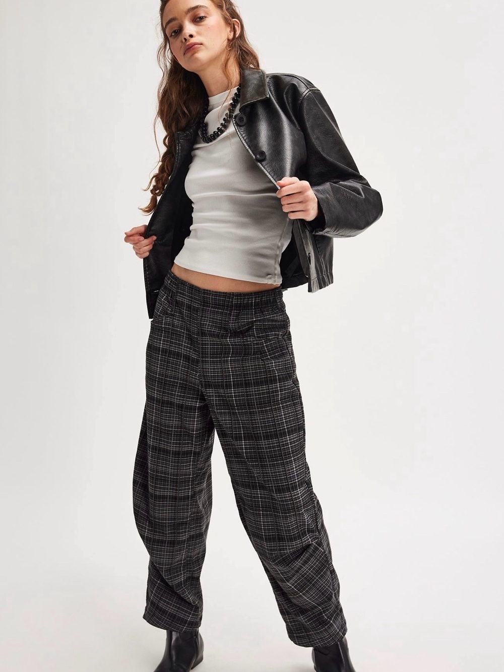 Free People "Nice Choice Pull-On plaid Trousers" NWOT sold out online